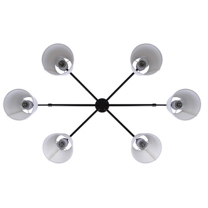 Canarm Aspen 15in 6-Light Chandelier | Classic Black and White Pleated Fabric Shades | Dining Room & Entryway | Model ICH1201A06BK