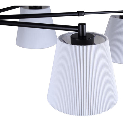 Canarm Aspen 15in 6-Light Chandelier | Classic Black and White Pleated Fabric Shades | Dining Room & Entryway | Model ICH1201A06BK