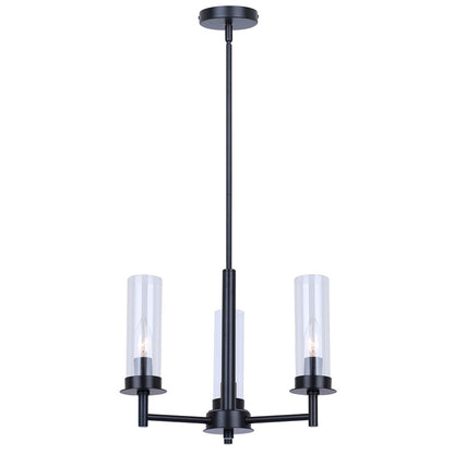 Canarm Benson 16in 3-Light Chandelier | Matte Black and Clear Glass | Kitchen & Dining Room | 16 x 16 x 14 in | Model ICH1205A03BK