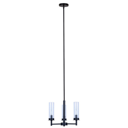 Canarm Benson 16in 3-Light Chandelier | Matte Black and Clear Glass | Kitchen & Dining Room | 16 x 16 x 14 in | Model ICH1205A03BK