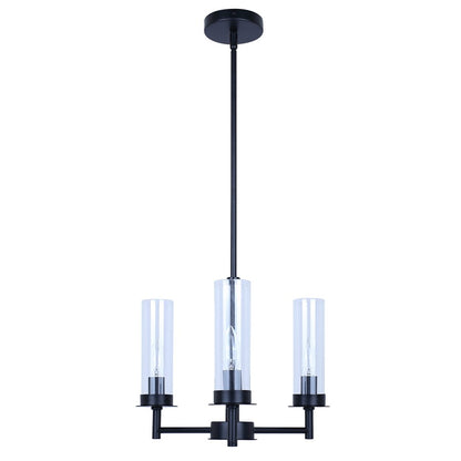 Canarm Benson 16in 3-Light Chandelier | Matte Black and Clear Glass | Kitchen & Dining Room | 16 x 16 x 14 in | Model ICH1205A03BK
