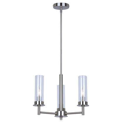 Canarm Benson 16in 3-Light Chandelier | Brushed Nickel and Clear Glass | Kitchen & Dining Room | 16 x 16 x 14 in | Model ICH1205A03BN