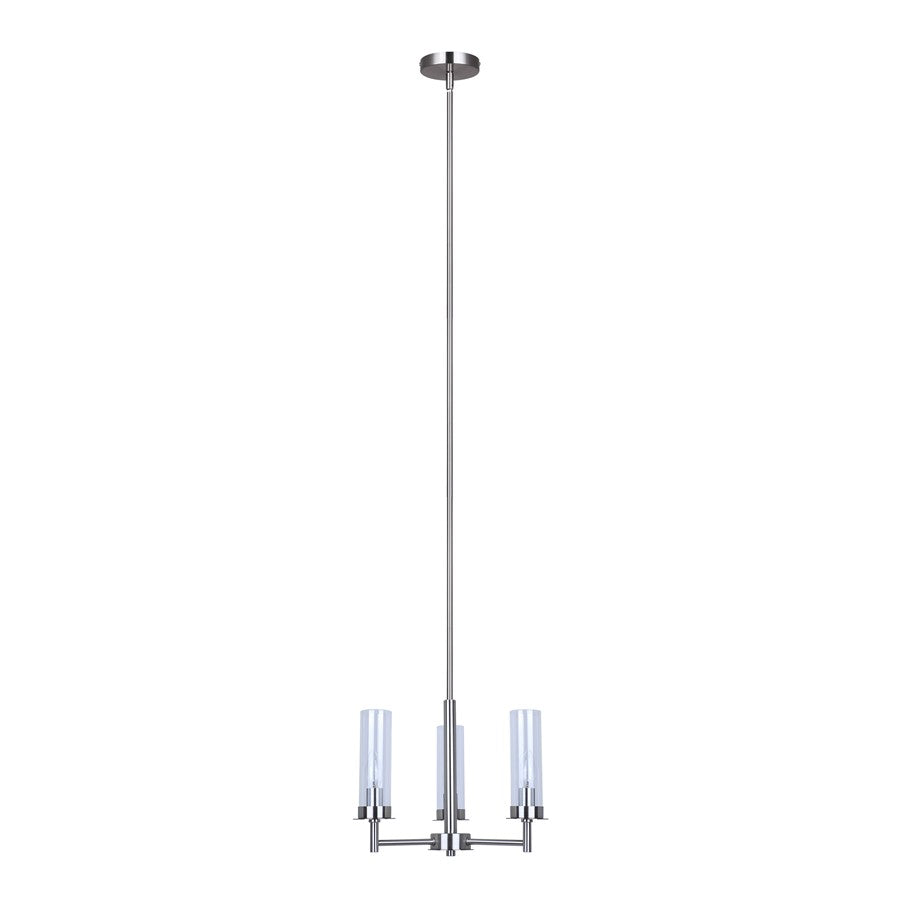 Canarm Benson 16in 3-Light Chandelier | Brushed Nickel and Clear Glass | Kitchen & Dining Room | 16 x 16 x 14 in | Model ICH1205A03BN