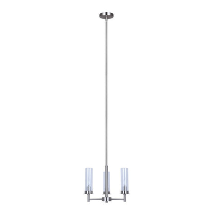 Canarm Benson 16in 3-Light Chandelier | Brushed Nickel and Clear Glass | Kitchen & Dining Room | 16 x 16 x 14 in | Model ICH1205A03BN