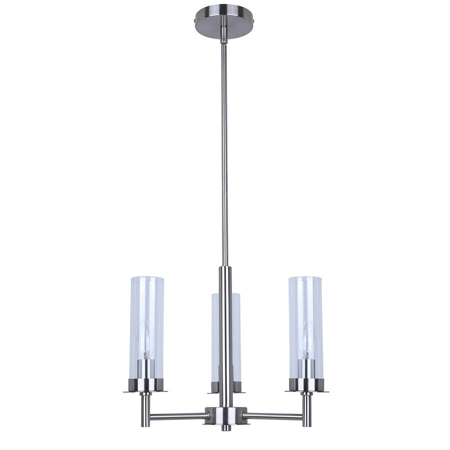 Canarm Benson 16in 3-Light Chandelier | Brushed Nickel and Clear Glass | Kitchen & Dining Room | 16 x 16 x 14 in | Model ICH1205A03BN