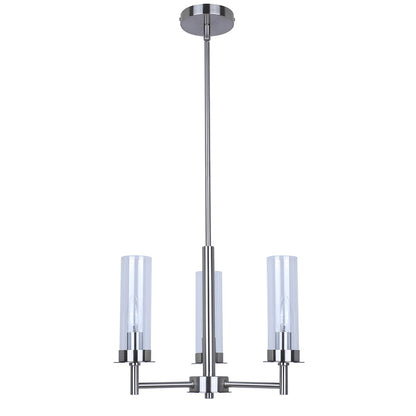 Canarm Benson 16in 3-Light Chandelier | Brushed Nickel and Clear Glass | Kitchen & Dining Room | 16 x 16 x 14 in | Model ICH1205A03BN
