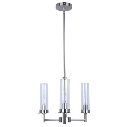 Canarm Benson 16in 3-Light Chandelier | Brushed Nickel and Clear Glass | Kitchen & Dining Room | 16 x 16 x 14 in | Model ICH1205A03BN