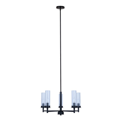 Canarm Benson 23in 5-Light Chandelier | Matte Black and Clear Glass | Kitchen & Dining Room | 23 x 23 x 20 in | Model ICH1205A05BK