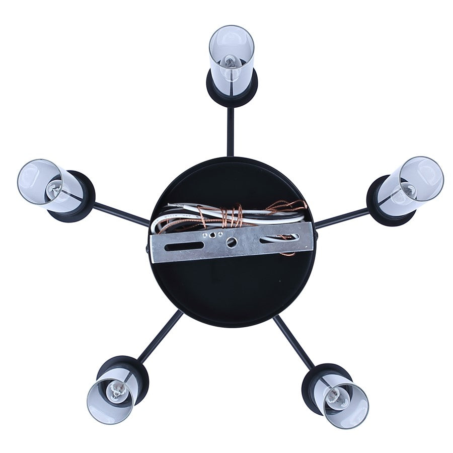 Canarm Benson 23in 5-Light Chandelier | Matte Black and Clear Glass | Kitchen & Dining Room | 23 x 23 x 20 in | Model ICH1205A05BK