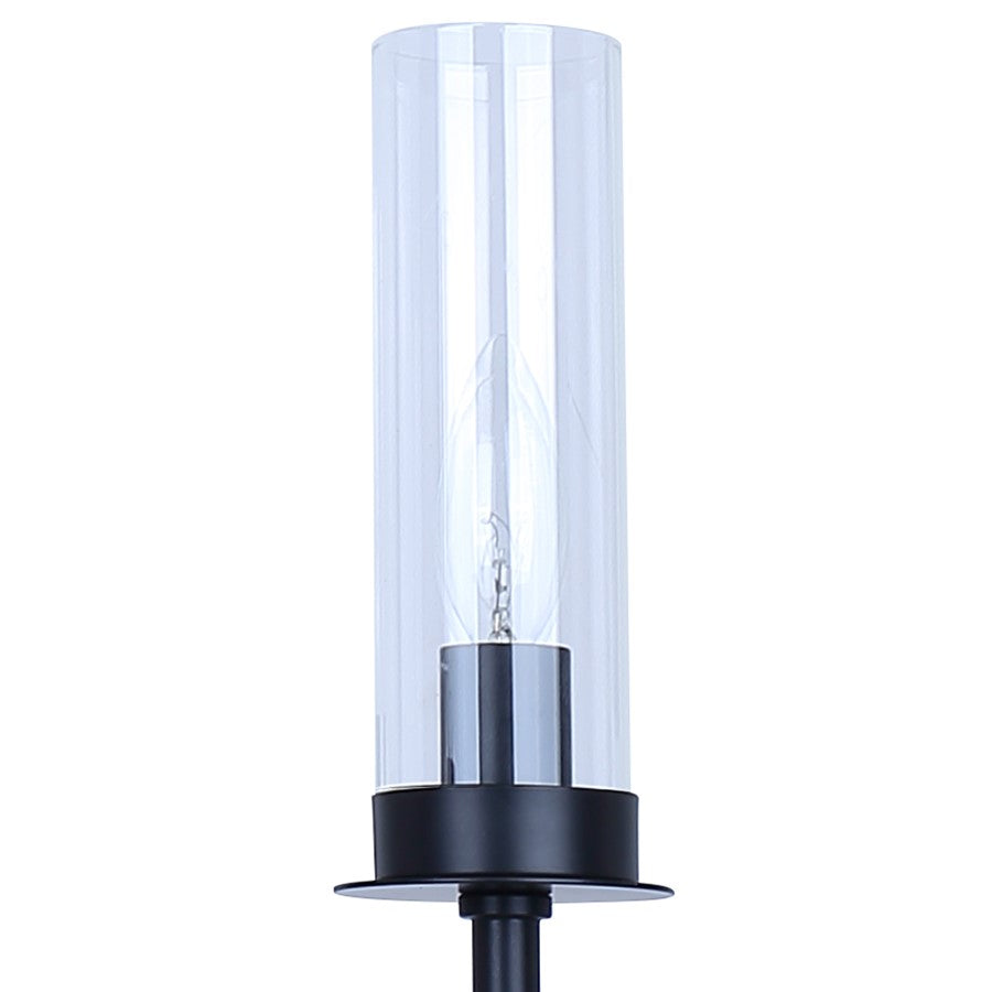 Canarm Benson 23in 5-Light Chandelier | Matte Black and Clear Glass | Kitchen & Dining Room | 23 x 23 x 20 in | Model ICH1205A05BK