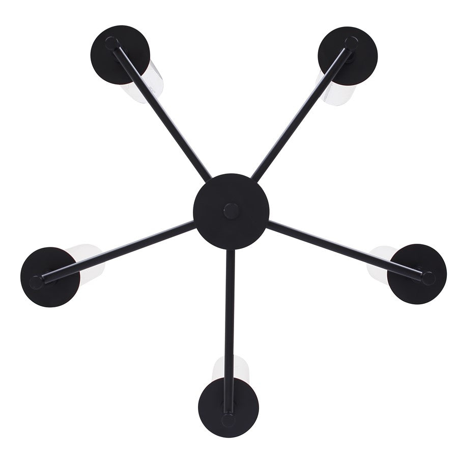 Canarm Benson 23in 5-Light Chandelier | Matte Black and Clear Glass | Kitchen & Dining Room | 23 x 23 x 20 in | Model ICH1205A05BK