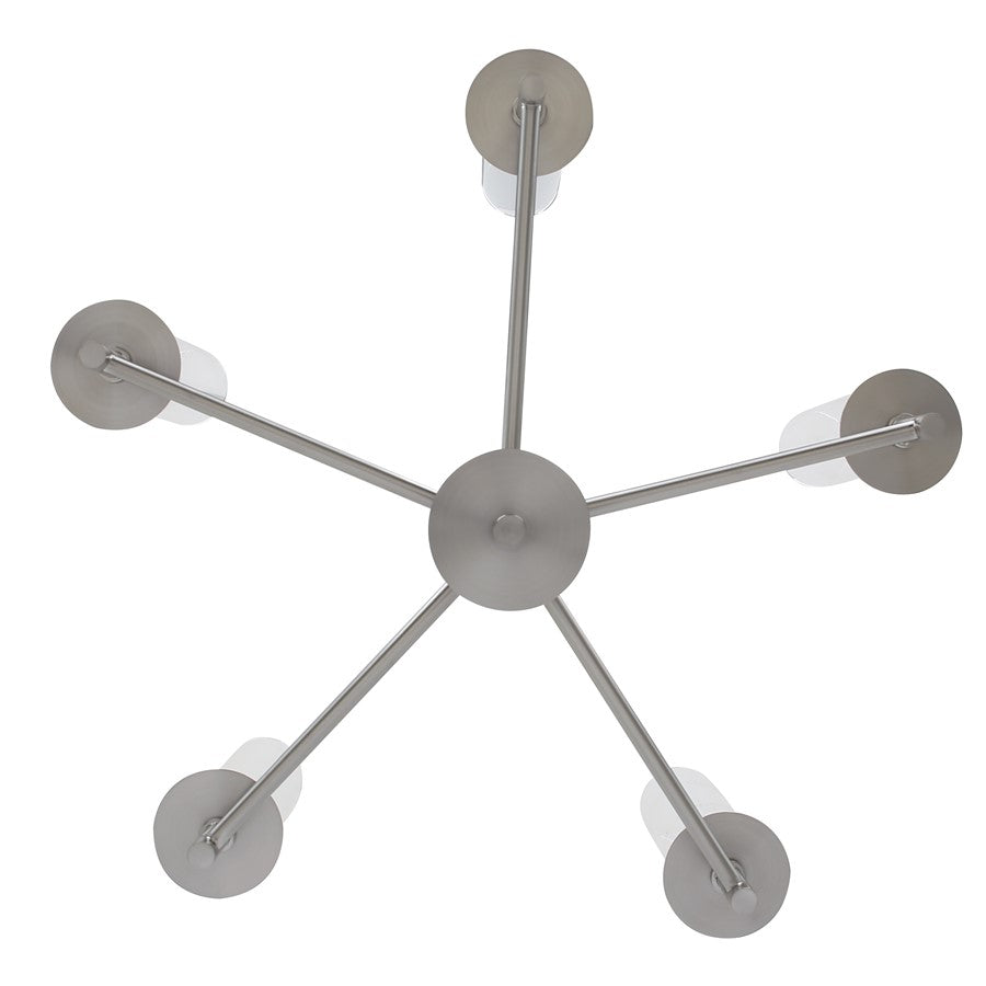 Canarm Benson 23in 5-Light Chandelier | Brushed Nickel and Clear Glass | Kitchen & Dining Room | 23 x 23 x 20 in | Model ICH1205A05BN
