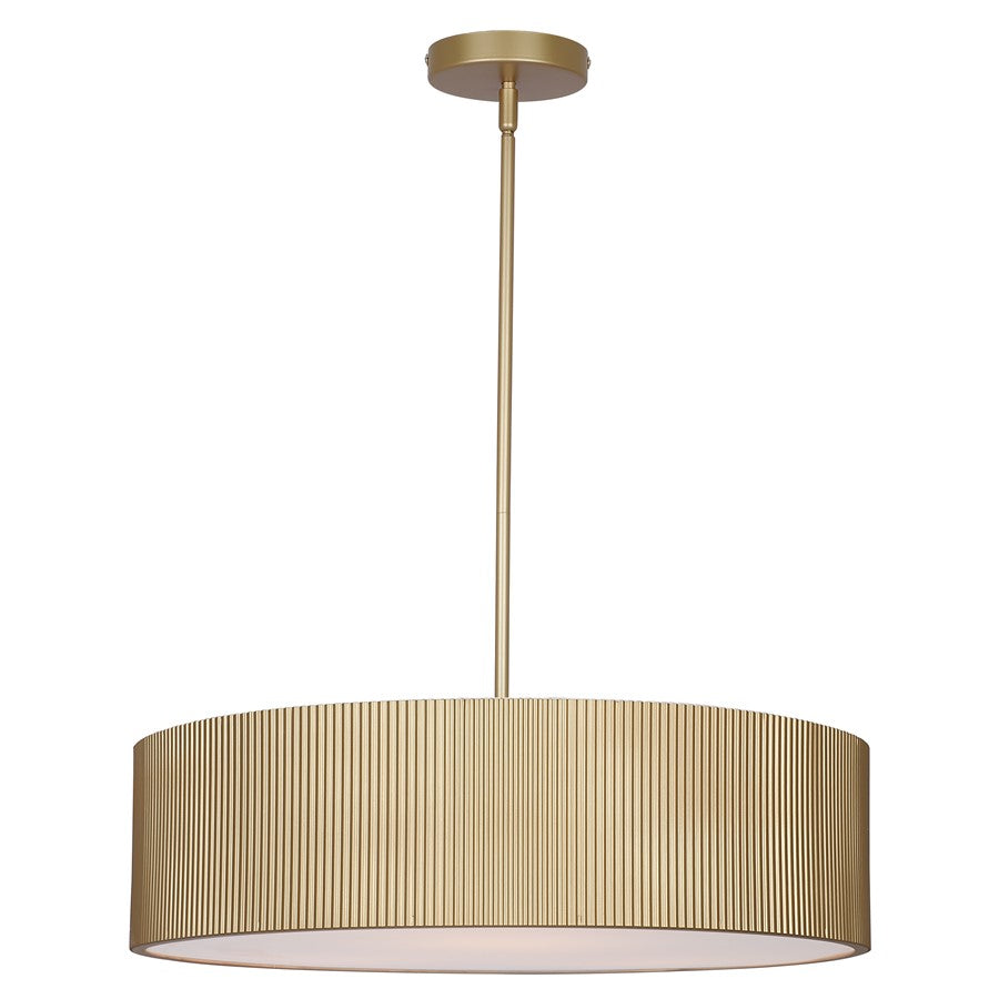 Canarm Scarlett 22in 3-Light Chandelier | Painted Gold and Ribbed Metal Shade | Dining Room & Kitchen Island | 22 x 22 x 15 in | Model ICH1208A03PGD22