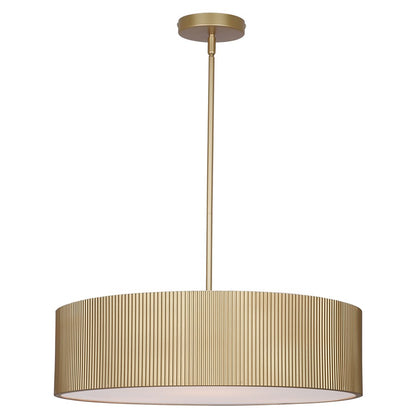 Canarm Scarlett 22in 3-Light Chandelier | Painted Gold and Ribbed Metal Shade | Dining Room & Kitchen Island | 22 x 22 x 15 in | Model ICH1208A03PGD22