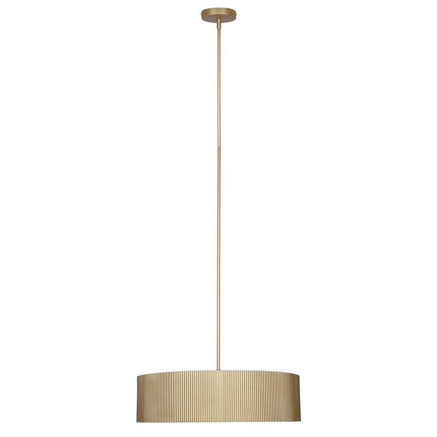 Canarm Scarlett 22in 3-Light Chandelier | Painted Gold and Ribbed Metal Shade | Dining Room & Kitchen Island | 22 x 22 x 15 in | Model ICH1208A03PGD22