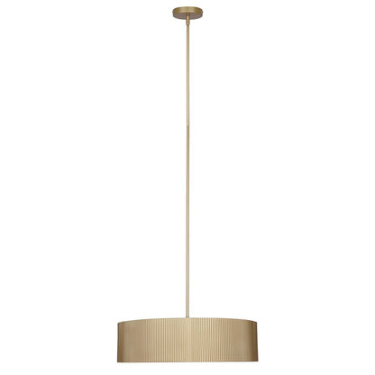 Canarm Scarlett 22in 3-Light Chandelier | Painted Gold and Ribbed Metal Shade | Dining Room & Kitchen Island | 22 x 22 x 15 in | Model ICH1208A03PGD22