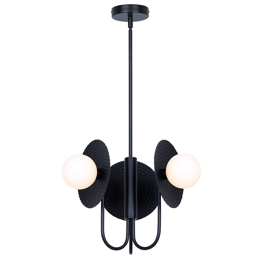Canarm Mierka 17in 3-Light Chandelier | Matte Black and Opal Glass | Dining Room & Kitchen Island | 17 x 17 x 19 in | Model ICH1209A03BK9