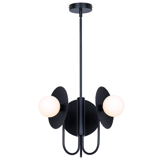 Canarm Mierka 17in 3-Light Chandelier | Matte Black and Opal Glass | Dining Room & Kitchen Island | 17 x 17 x 19 in | Model ICH1209A03BK9