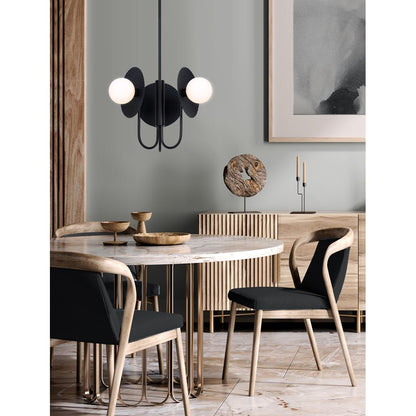 Canarm Mierka 17in 3-Light Chandelier | Matte Black and Opal Glass | Dining Room & Kitchen Island | 17 x 17 x 19 in | Model ICH1209A03BK9