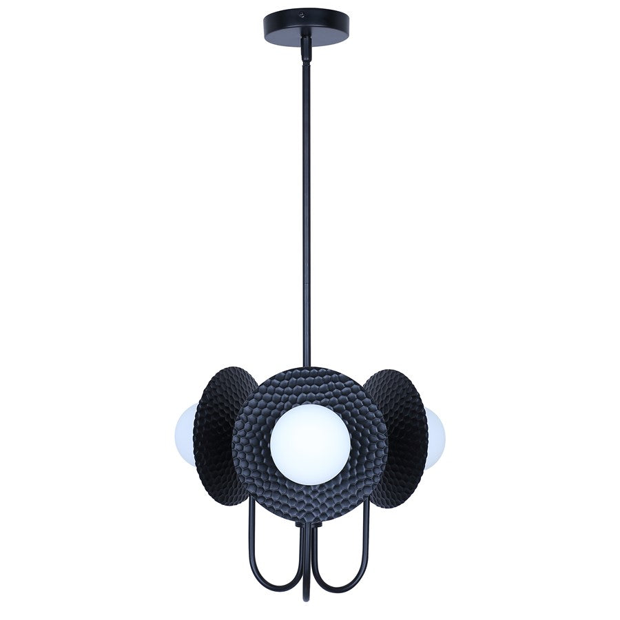 Canarm Mierka 17in 3-Light Chandelier | Matte Black and Opal Glass | Dining Room & Kitchen Island | 17 x 17 x 19 in | Model ICH1209A03BK9