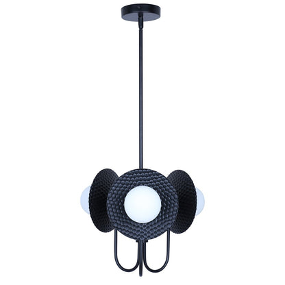 Canarm Mierka 17in 3-Light Chandelier | Matte Black and Opal Glass | Dining Room & Kitchen Island | 17 x 17 x 19 in | Model ICH1209A03BK9