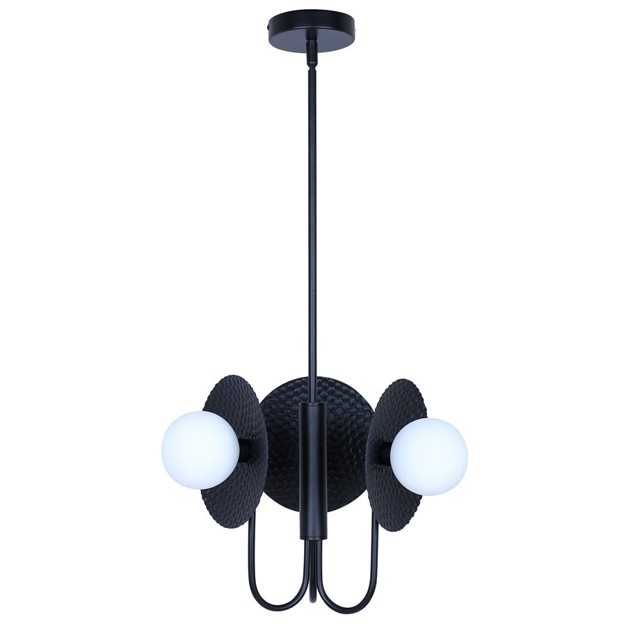 Canarm Mierka 17in 3-Light Chandelier | Matte Black and Opal Glass | Dining Room & Kitchen Island | 17 x 17 x 19 in | Model ICH1209A03BK9