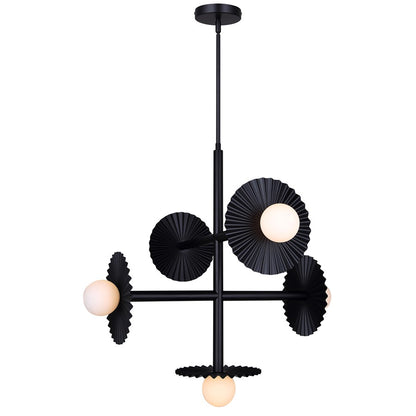 Canarm Payton 27in 5-Light Chandelier | Matte Black and Opal Glass | Dining Room & Entryway | 27 x 27 x 28 in | Model ICH1210A05BK9