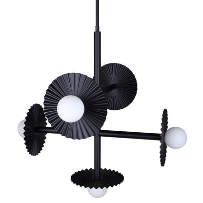 Canarm Payton 27in 5-Light Chandelier | Matte Black and Opal Glass | Dining Room & Entryway | 27 x 27 x 28 in | Model ICH1210A05BK9