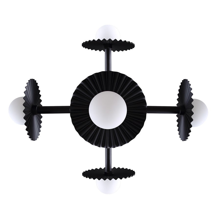 Canarm Payton 27in 5-Light Chandelier | Matte Black and Opal Glass | Dining Room & Entryway | 27 x 27 x 28 in | Model ICH1210A05BK9