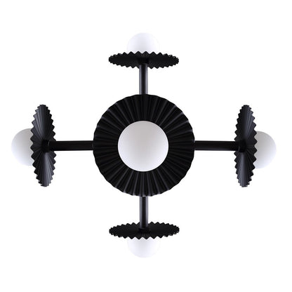 Canarm Payton 27in 5-Light Chandelier | Matte Black and Opal Glass | Dining Room & Entryway | 27 x 27 x 28 in | Model ICH1210A05BK9