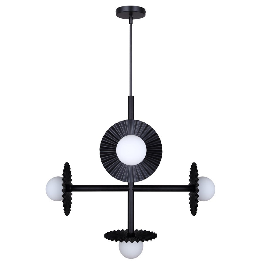 Canarm Payton 27in 5-Light Chandelier | Matte Black and Opal Glass | Dining Room & Entryway | 27 x 27 x 28 in | Model ICH1210A05BK9