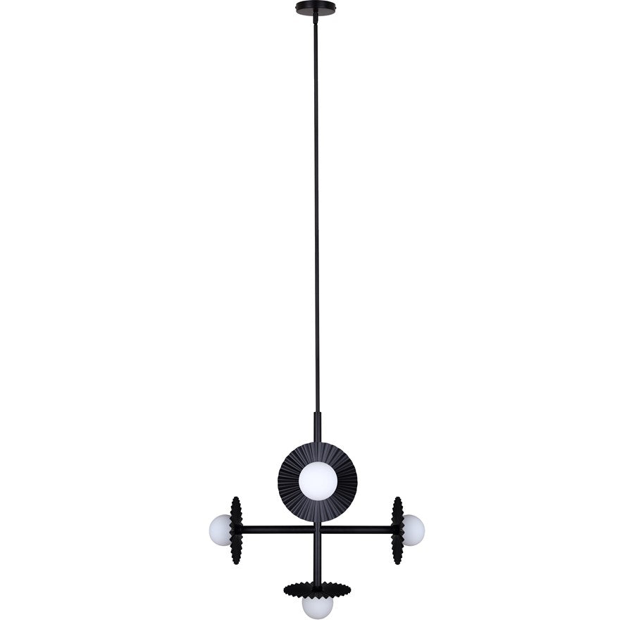 Canarm Payton 27in 5-Light Chandelier | Matte Black and Opal Glass | Dining Room & Entryway | 27 x 27 x 28 in | Model ICH1210A05BK9