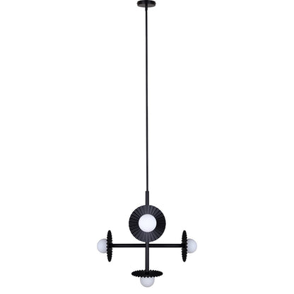 Canarm Payton 27in 5-Light Chandelier | Matte Black and Opal Glass | Dining Room & Entryway | 27 x 27 x 28 in | Model ICH1210A05BK9