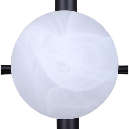 Canarm Mackenna 26in 6-Light Chandelier | Matte Black and Alabaster Glass | Dining Room & Living Room | 26 x 26 x 22 in | Model ICH1229A06BK