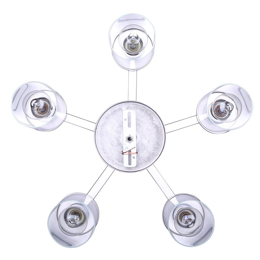 Canarm Britton 21in 5-Light Chandelier | Brushed Nickel and Clear Glass | Dining Room & Kitchen Island | 21 x 21 x 18 in | Model ICH1234A05BN
