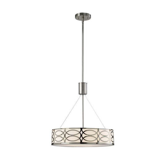 Canarm Drake 3-Light Rod Bowl Chandelier | Brushed Nickel and White Acrylic Shade | Dining Room & Living Room | Model ICH173B03BN18