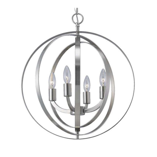 Canarm Meridian 4-Light Chandelier | Brushed Nickel with Swivel Spheres | Dining Room & Foyer | 18in W x 21in H, 5ft Chain | Model ICH182B04BN18