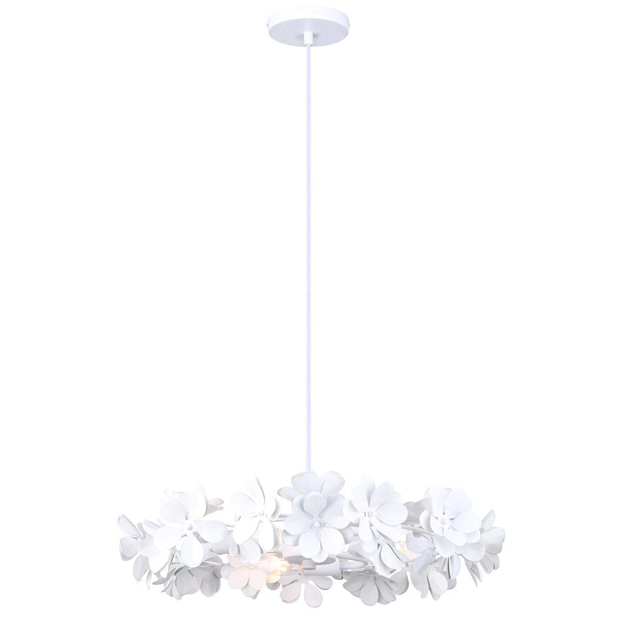 Canarm Cassia 3-Light 20in Chandelier | Matte White Metal | Dining Room & Entryway | Adjustable 7-55in | Model ICH2022B03WH20