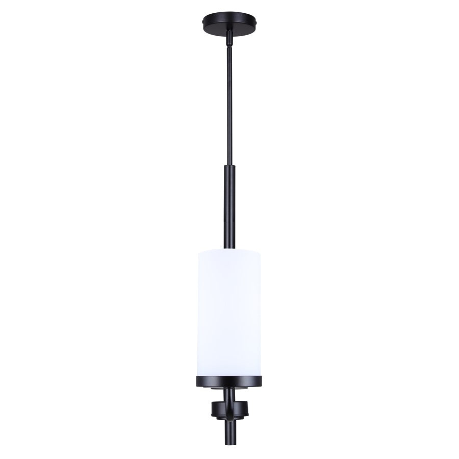 Canarm Malloy 4-Light 23.25in Chandelier | Matte Black Metal with Opal Glass Shades | Dining Room & Kitchen | Adjustable Height | Model ICH2029B04BK