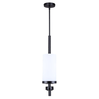 Canarm Malloy 4-Light 23.25in Chandelier | Matte Black Metal with Opal Glass Shades | Dining Room & Kitchen | Adjustable Height | Model ICH2029B04BK