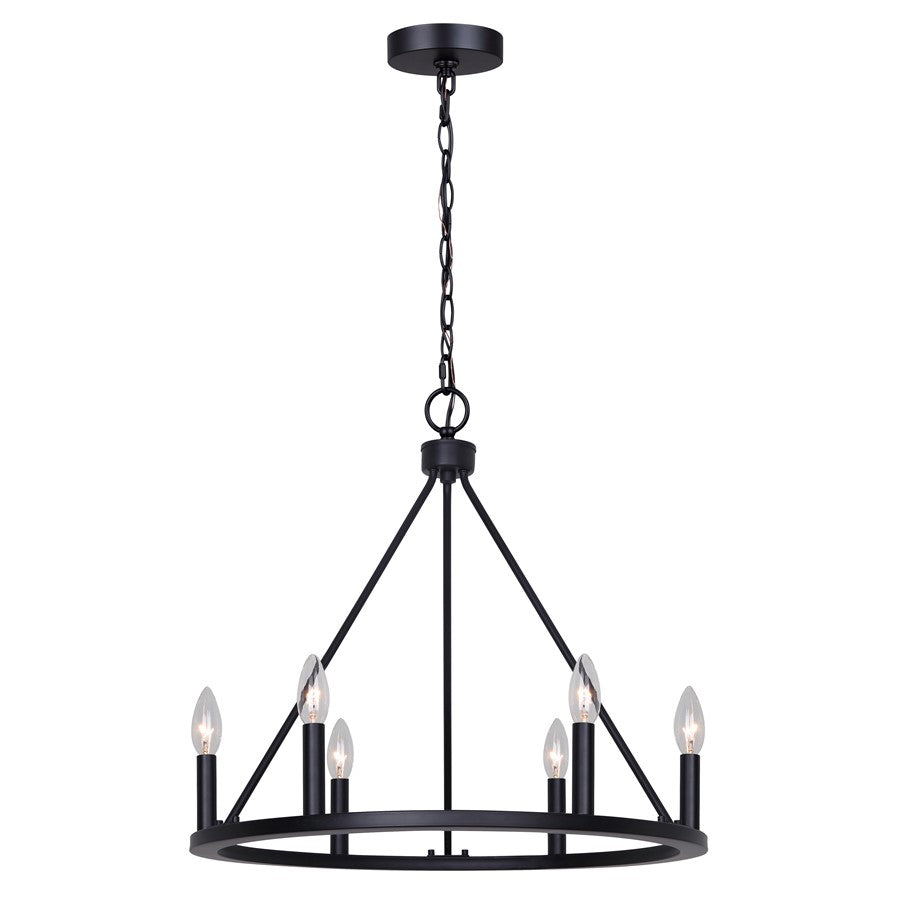 Canarm Mara 26in 6-Light Chandelier | Modern Matte Black Metal | Dining Room & Foyer | 26 x 26 x 21.75 in | Model ICH2033B06BK26