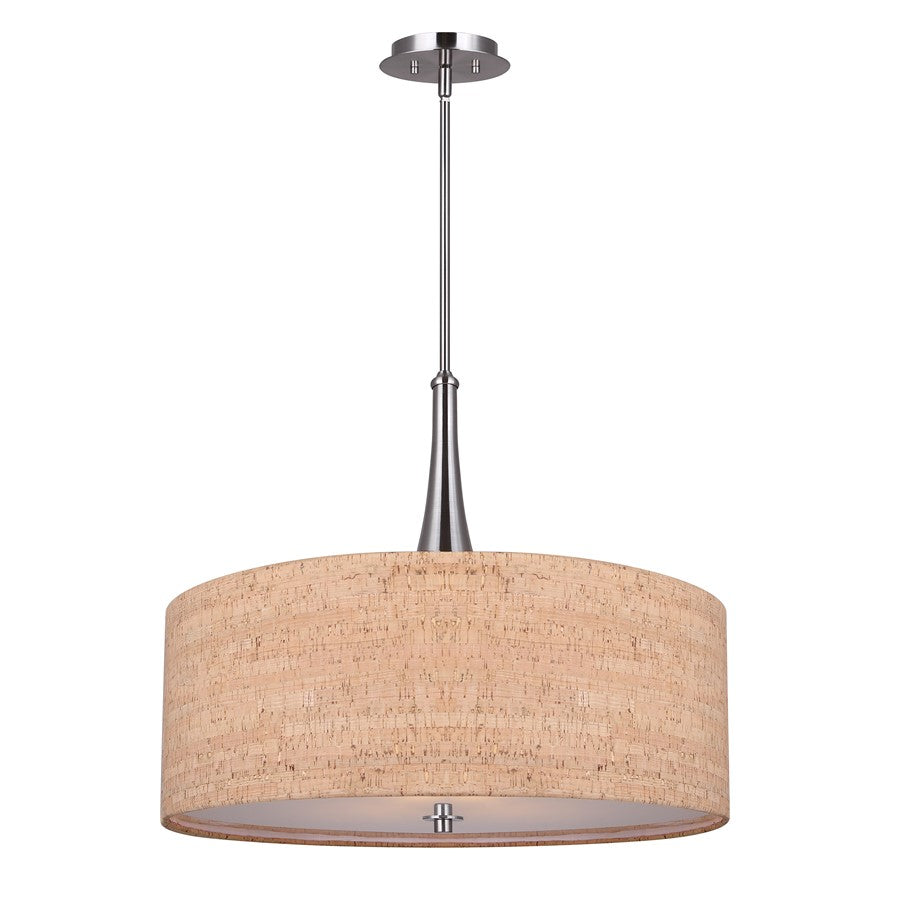 Canarm Eden 22in 3-Light Chandelier | Modern Cork & Brushed Nickel Metal | Dining Room & Living Room | 22 x 22 x 28.25 in | Model ICH2120B03BN22
