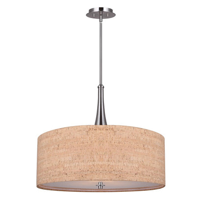 Canarm Eden 22in 3-Light Chandelier | Modern Cork & Brushed Nickel Metal | Dining Room & Living Room | 22 x 22 x 28.25 in | Model ICH2120B03BN22