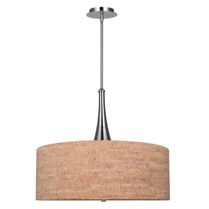Canarm Eden 22in 3-Light Chandelier | Modern Cork & Brushed Nickel Metal | Dining Room & Living Room | 22 x 22 x 28.25 in | Model ICH2120B03BN22