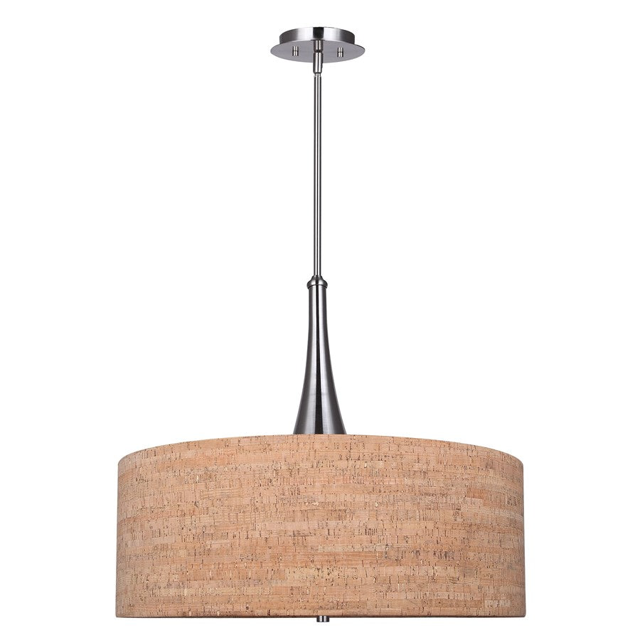 Canarm Eden 22in 3-Light Chandelier | Modern Cork & Brushed Nickel Metal | Dining Room & Living Room | 22 x 22 x 28.25 in | Model ICH2120B03BN22