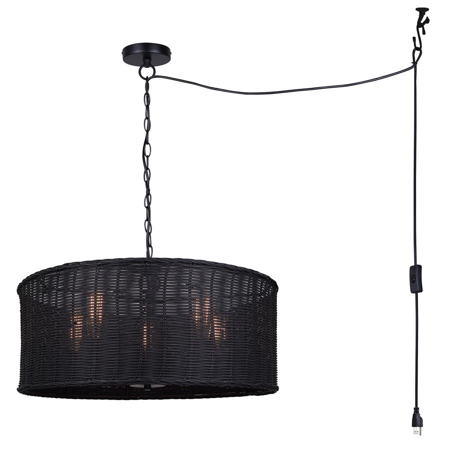 Canarm Granna 23in 5-Light Chandelier | Modern Boho Black Steel | Bedroom & Dining Room | 23 x 23 x 10.5 in | Model ICH2177B05BK23