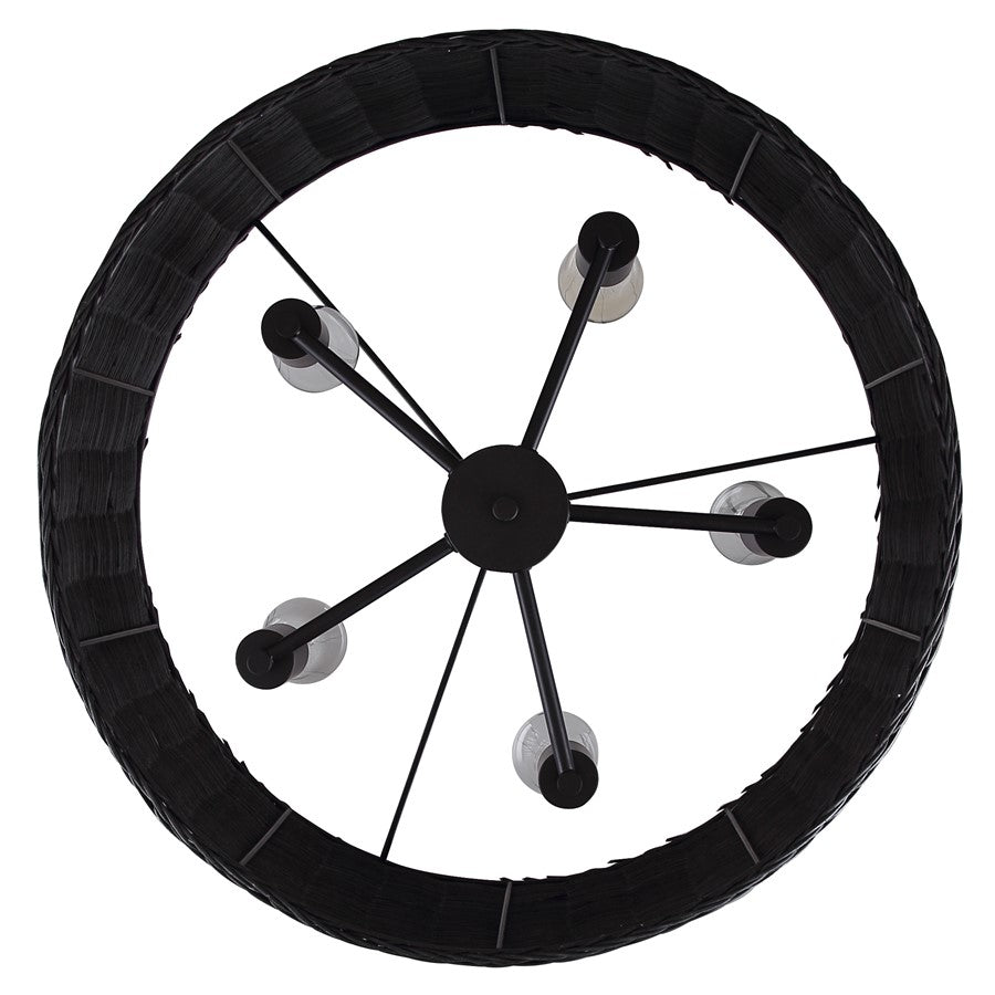 Canarm Granna 23in 5-Light Chandelier | Modern Boho Black Steel | Bedroom & Dining Room | 23 x 23 x 10.5 in | Model ICH2177B05BK23