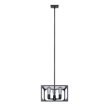 Canarm Zelie 13.75in 3-Light Chandelier | Industrial Matte Black Open-Cage Steel | Dining Room & Kitchen Island | Model ICH2180B03BK14