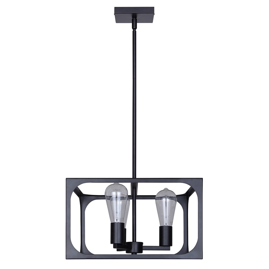 Canarm Zelie 13.75in 3-Light Chandelier | Industrial Matte Black Open-Cage Steel | Dining Room & Kitchen Island | Model ICH2180B03BK14