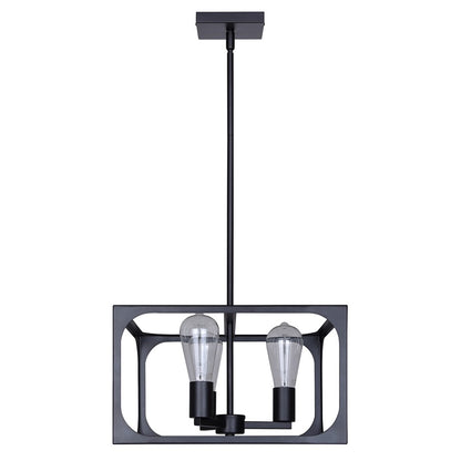 Canarm Zelie 13.75in 3-Light Chandelier | Industrial Matte Black Open-Cage Steel | Dining Room & Kitchen Island | Model ICH2180B03BK14